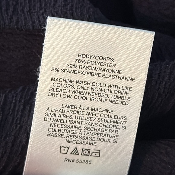 EXPRESS Crepe Ruffle Short Sleeve Blouse in Navy Size XL EUC - Picture 5 of 5